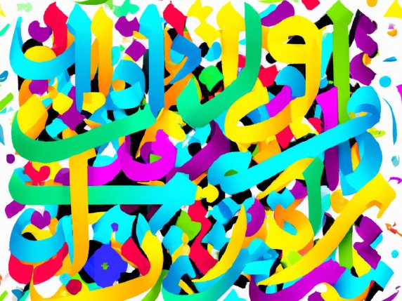 Œuvre d'art colorée Lettres arabes