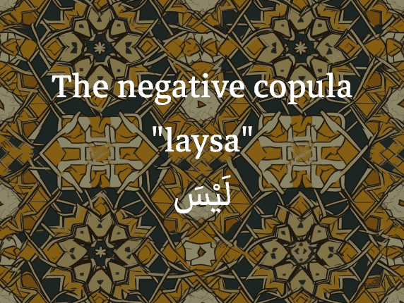 The negative copula laysa in Arabic (لَيْسَ)